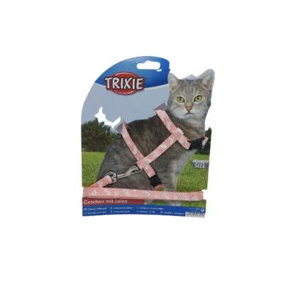 Trixie macska halálfejes hám pórázzal (rózsaszín)