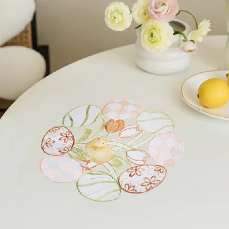 Csibe & tojás mintás kerek húsvéti tányéralátét
