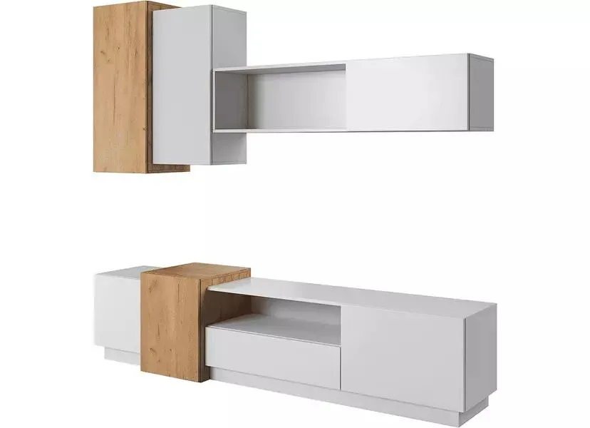 Nappali fal, fehér/tölgy craft arany, TRIO