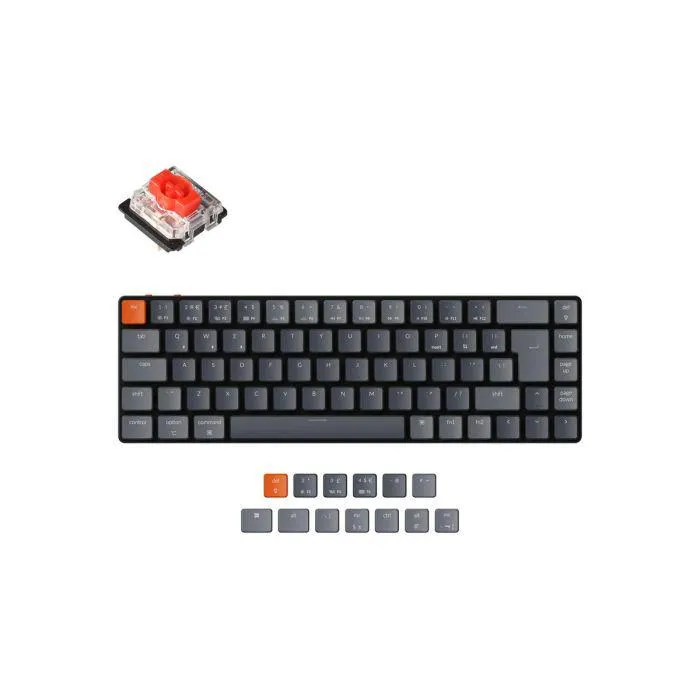 Keychron – K7 nemzetközi angol mechanikus billentyűzet - RGB, Bluetooth, alumínium váz - Gateron Red switch