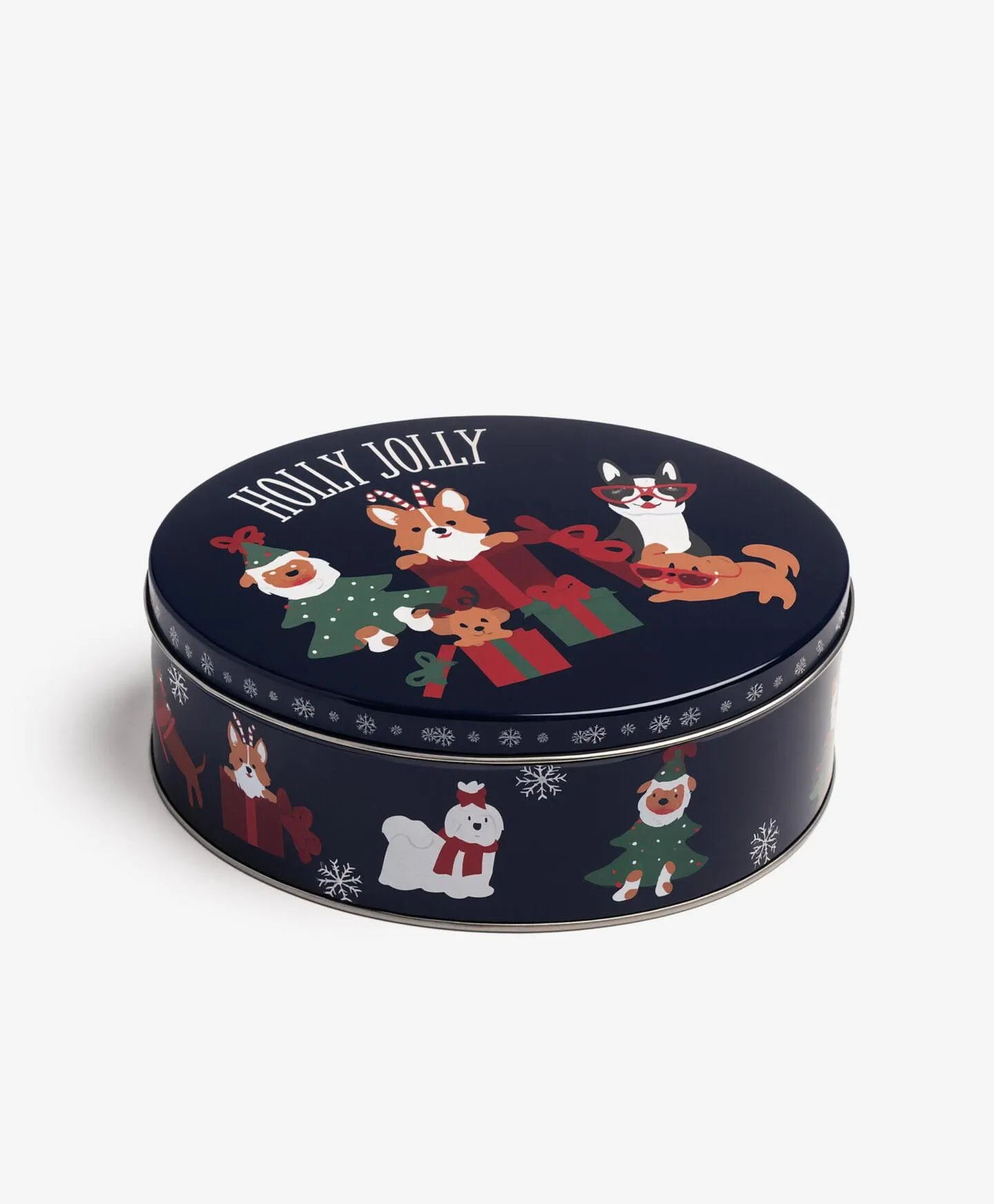 sötétkék kör alakú sütemény tároló doboz