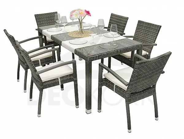 Kerti rattan szett NAPOLI II. 1 + 6 (szürke)