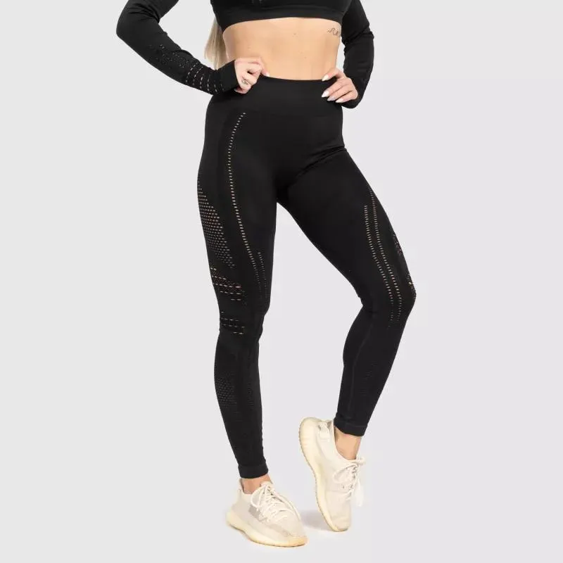 Magasderekú varrás nélküli leggings Iron Aesthetics Rift, fekete