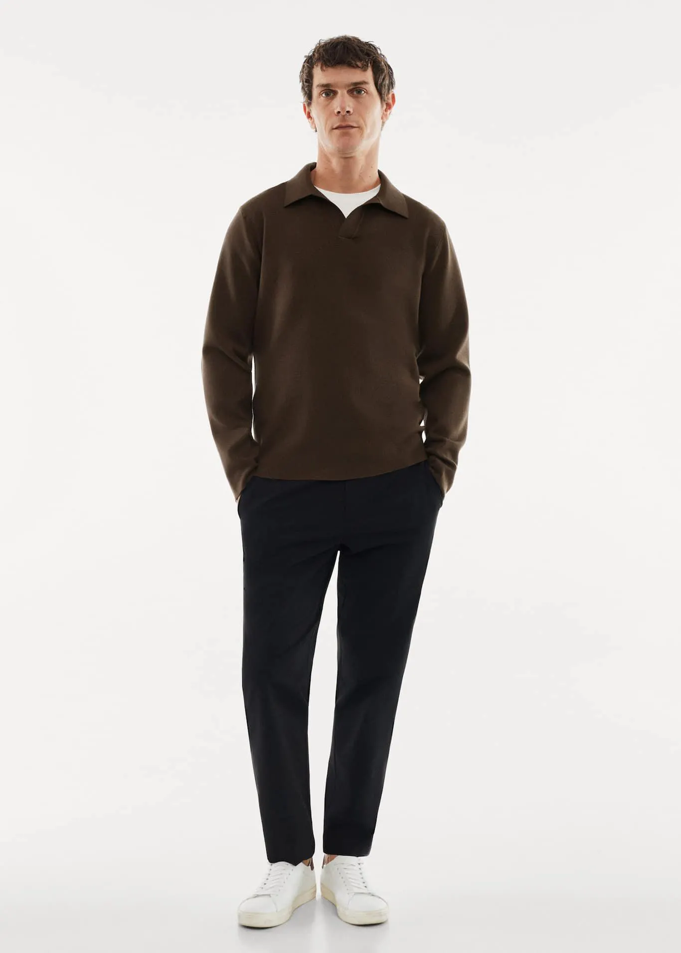 Breathable fine-knit polo shirt