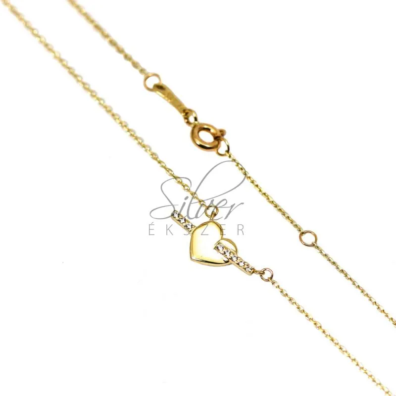 Sárga arany nyaklánc beépített szív medállal