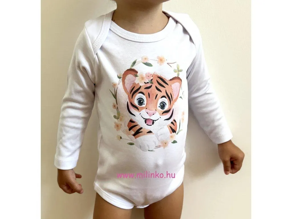 Egyedi baba body, hosszú ujjú- Cuki tigris
