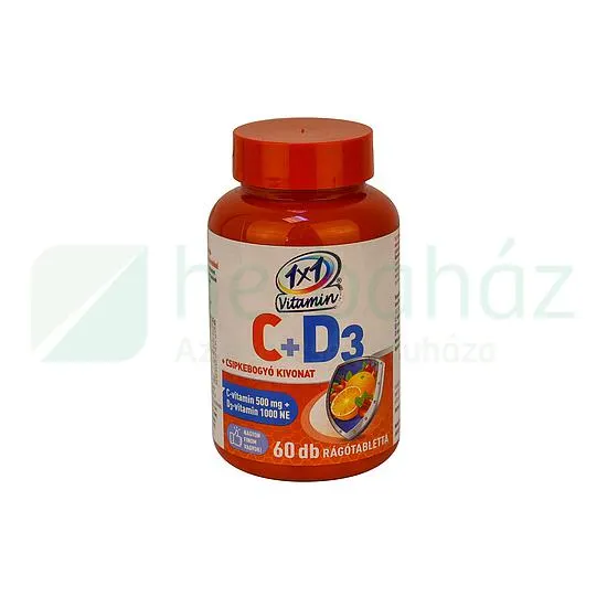 1X1 VITAMIN C-VITAMIN 500MG+D3 -VITAMIN CSIPKEBOGYÓKIVONAT NARANCS ÍZŰ TABLETTA 60DB