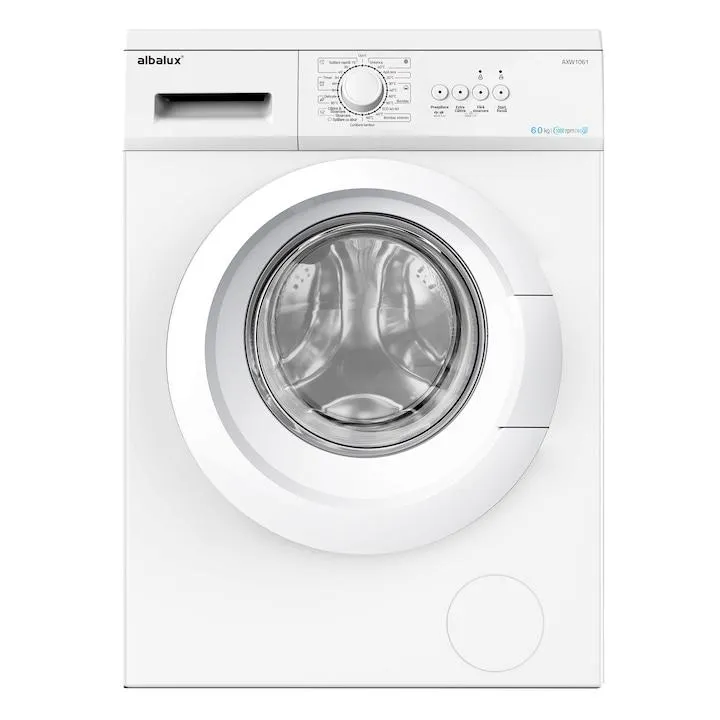 Mosógép Albalux AXW1061, 6 kg, 1000 forgatás, D energiaosztály, 23 program, Gőzös mosóprogram, Gyerekzár, Fehér