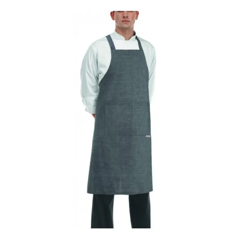 Szakács nyakkötény EGOchef zsebbel - Szürke 85x90 cm