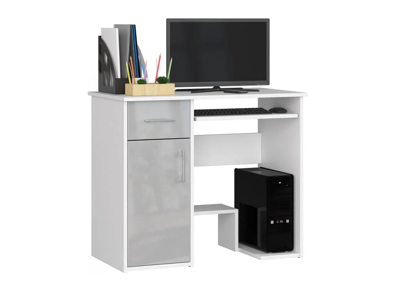 AKO-Jay magasfényű számítógépasztal polcokkal