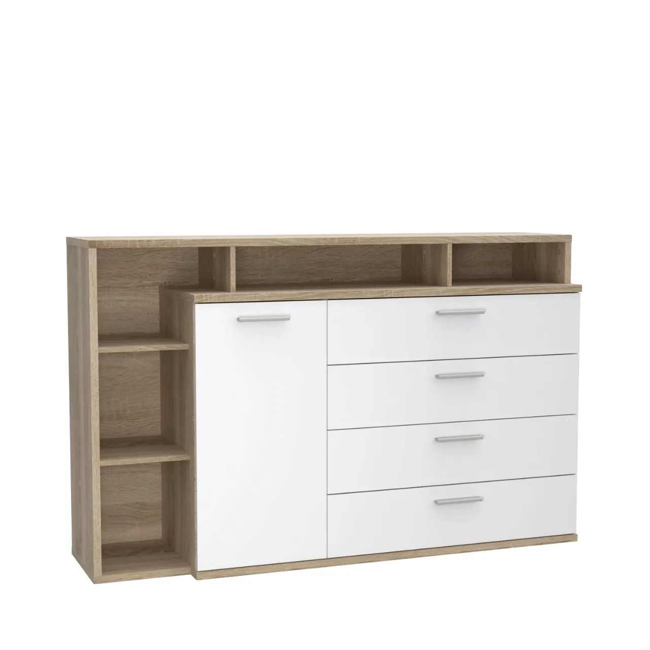 HELEN KOMÓD 153,1X99,8X41,3 CM SONOMA TÖLGY/FEHÉR