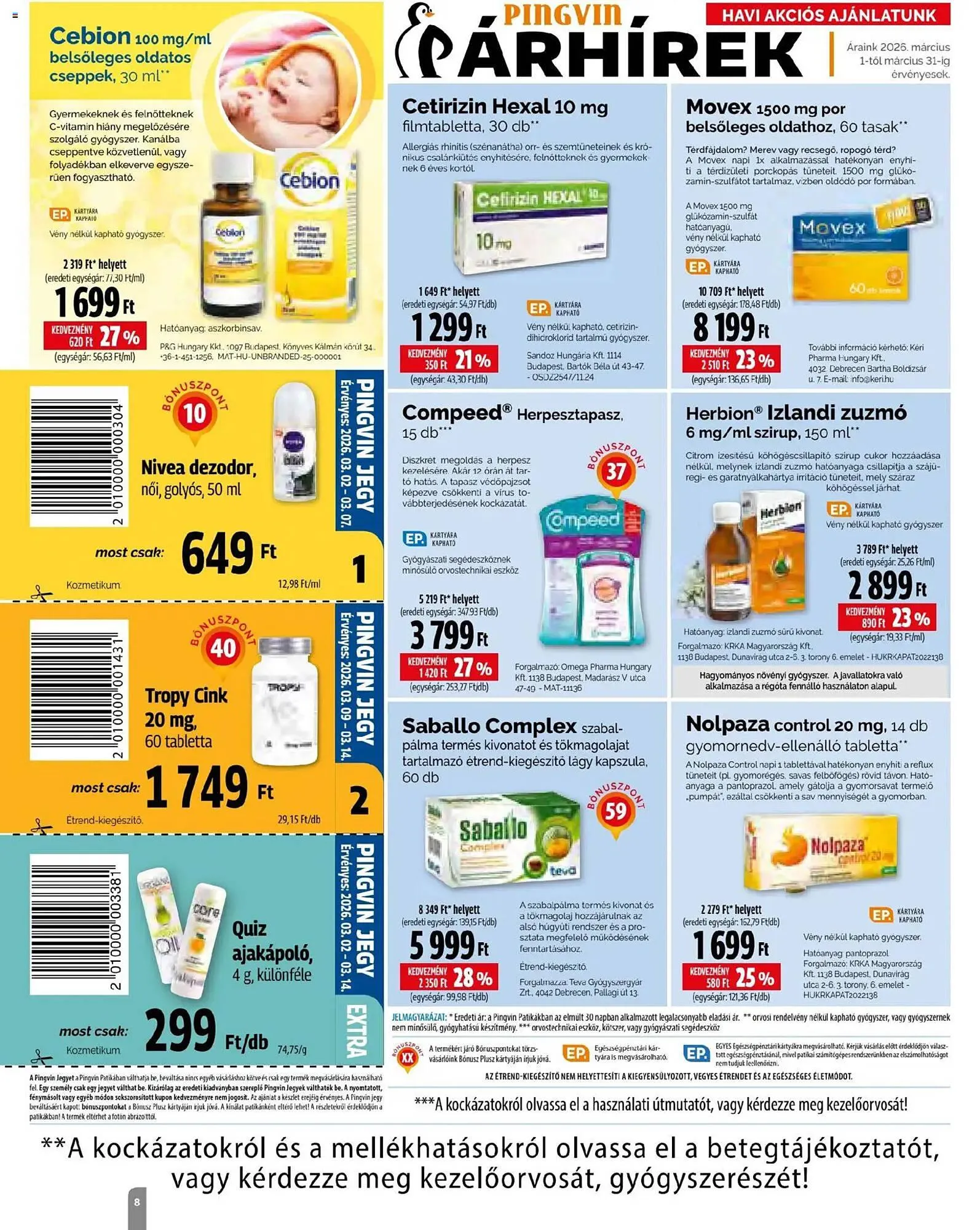 Katalógus Pingvin Patika akciós újság március 1.-tól március 31.-ig 2026. - Oldal 8