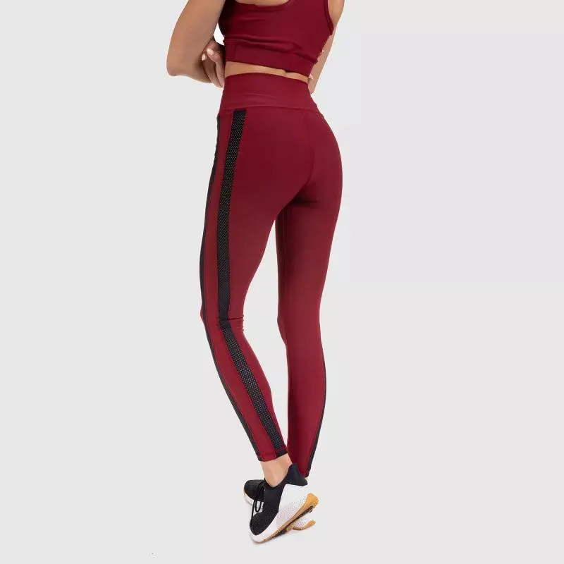 Női magasderekú leggings Grid - Iron Aesthetics, bordó