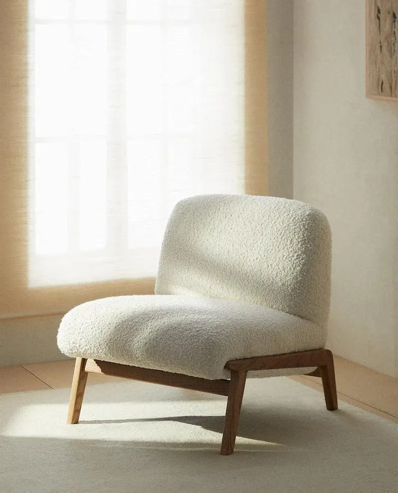 UPHOLSTERED BOUCLÉ WOOL ARMCHAIR