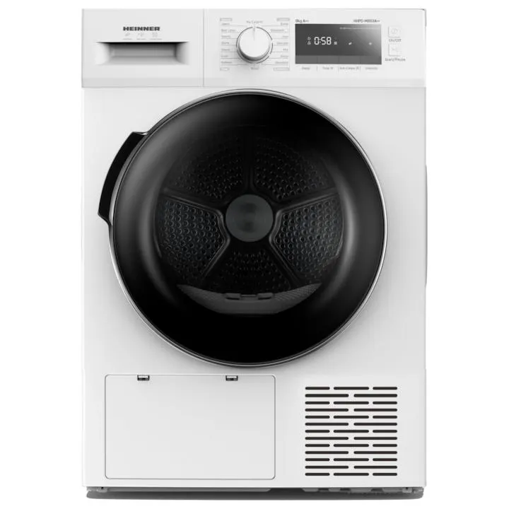 Heinner HHPD-M8G3A++ hőszivattyús szárítógép, 8 kg, 14 program, E energiaosztály, LED kijelző, Kád világítás, Gyerekzár, Fehér