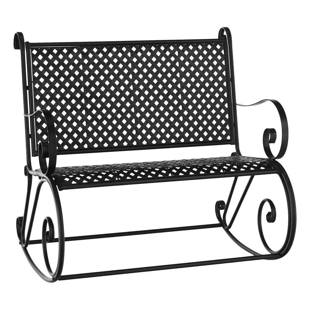 Kerti hintapad, fekete fém - DUOSWING