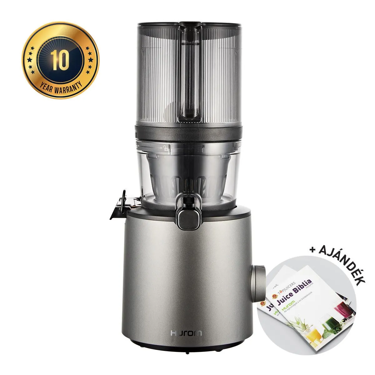 Hurom H201 Slow Juicer (TITÁNSZÜRKE) + Juice Biblia