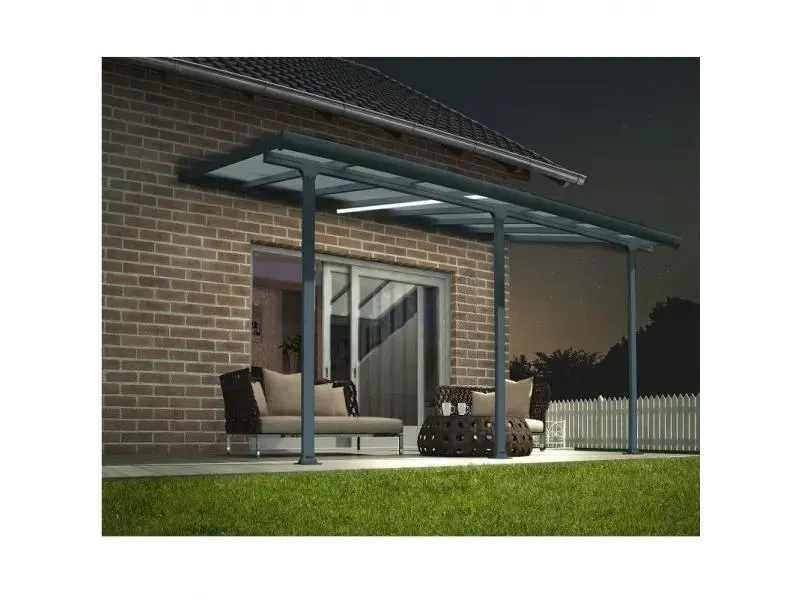 TUSCANY - terasztető (3x4,2m, polikarbonát, LED, antracit)