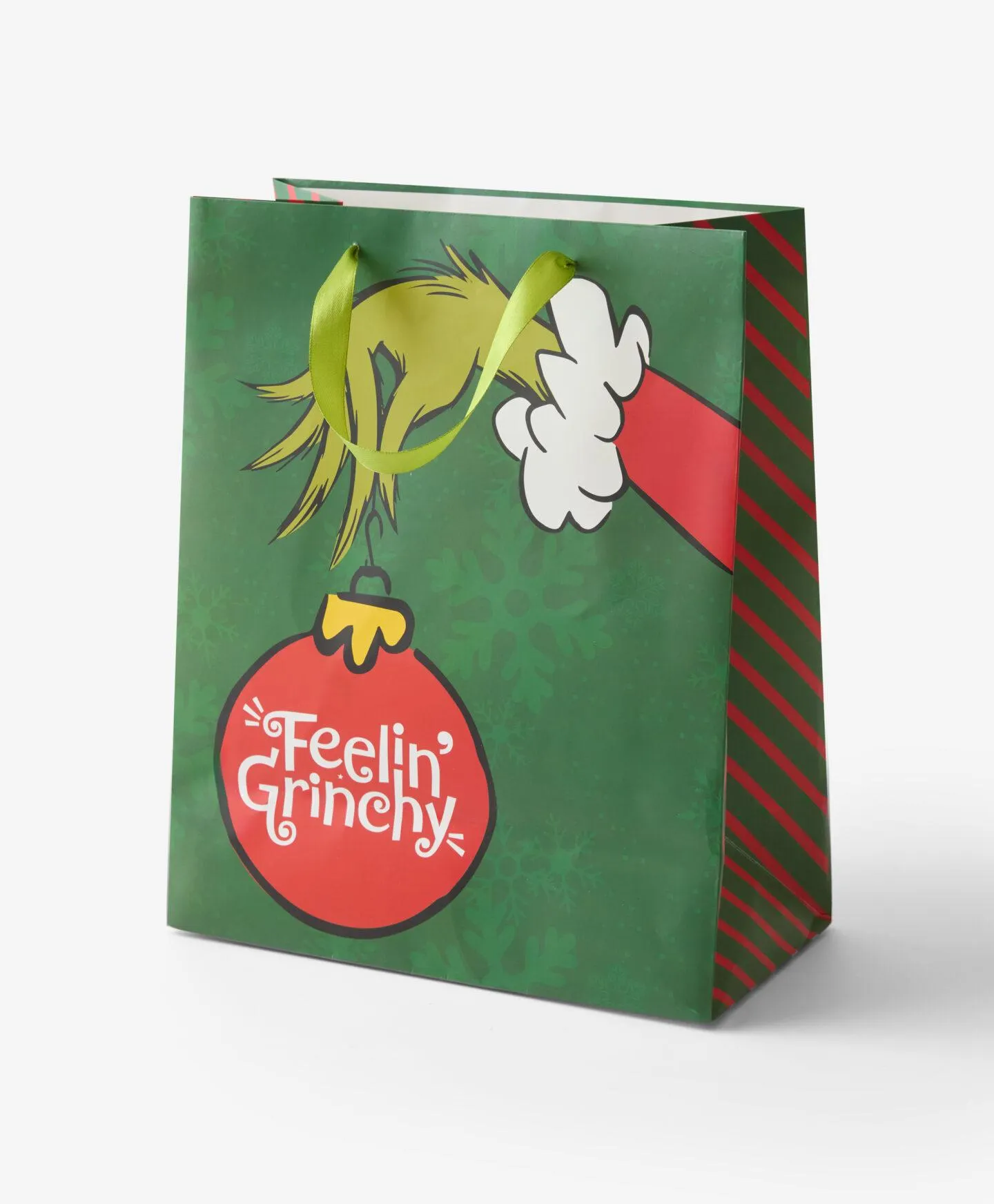 zöld ajándéktasak Grincs mintával