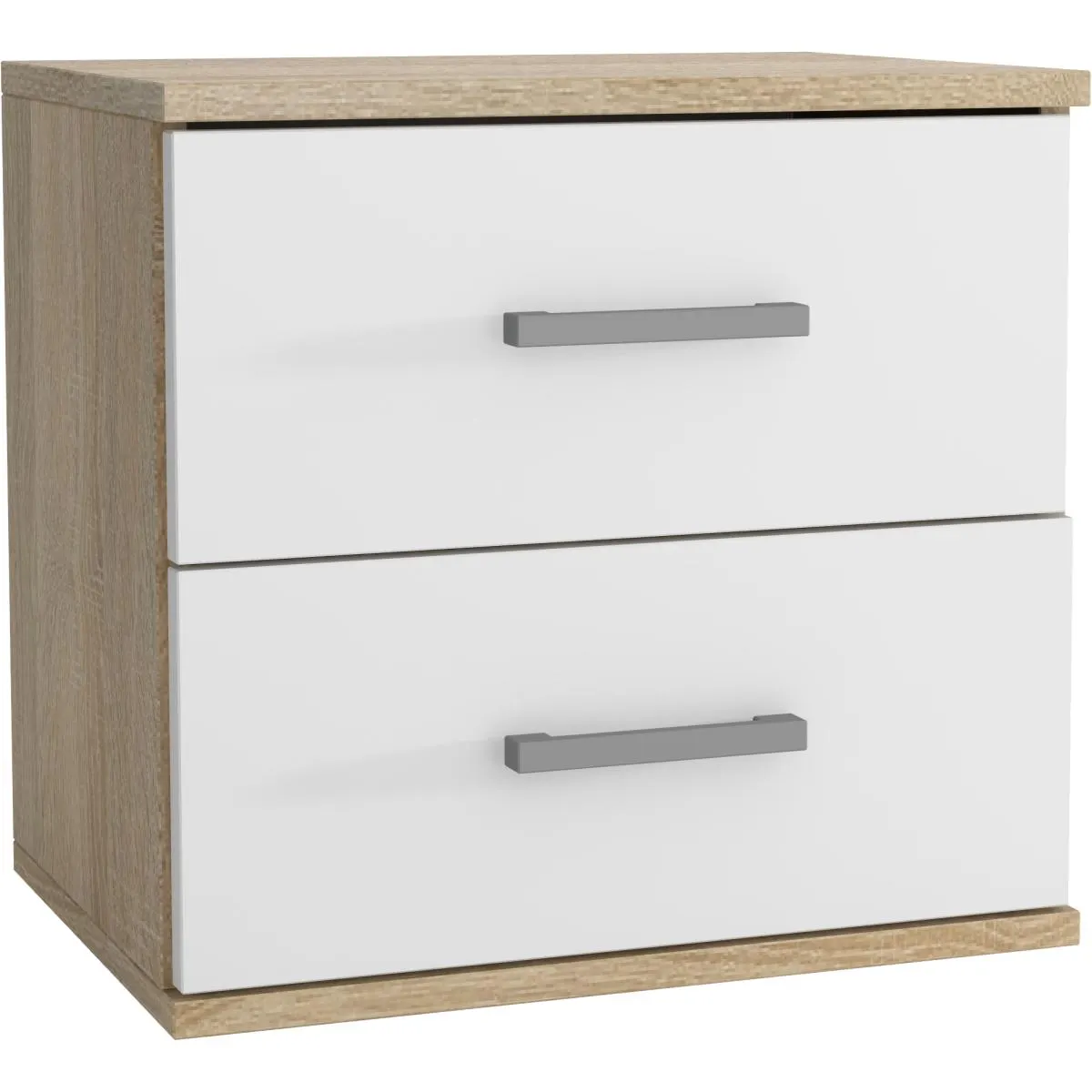 ÉJJELISZEKRÉNY, 48X50X35CM, GENF 2 2S, SONOMA TÖLGY-FEHÉR