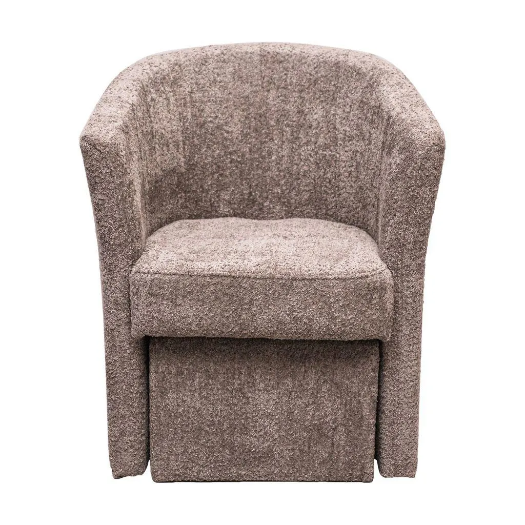 Fotel lábtartóval, buklé szövettel szürkésbarna - BOUCLETTE