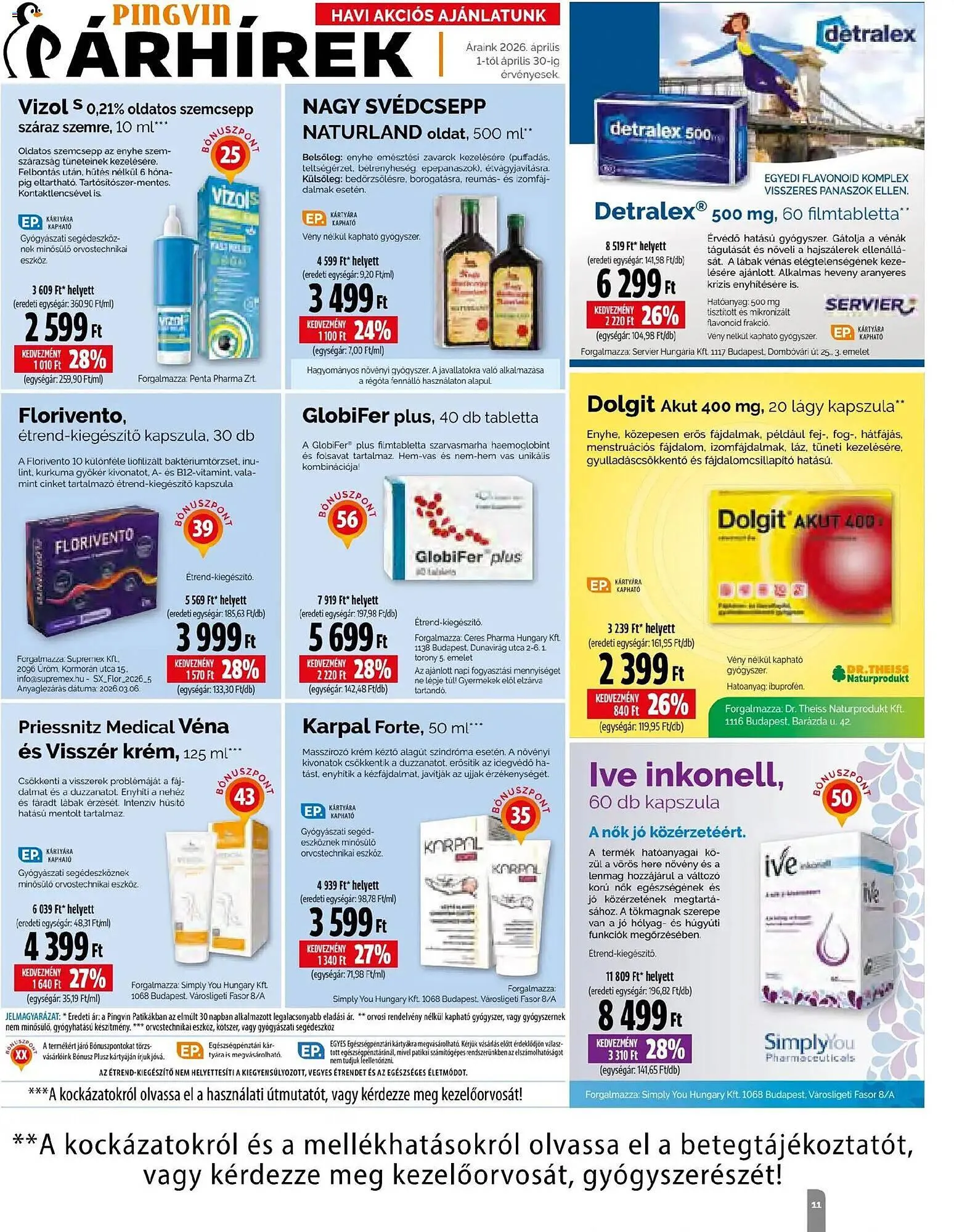 Katalógus Pingvin Patika akciós újság április 1.-tól április 30.-ig 2026. - Oldal 11