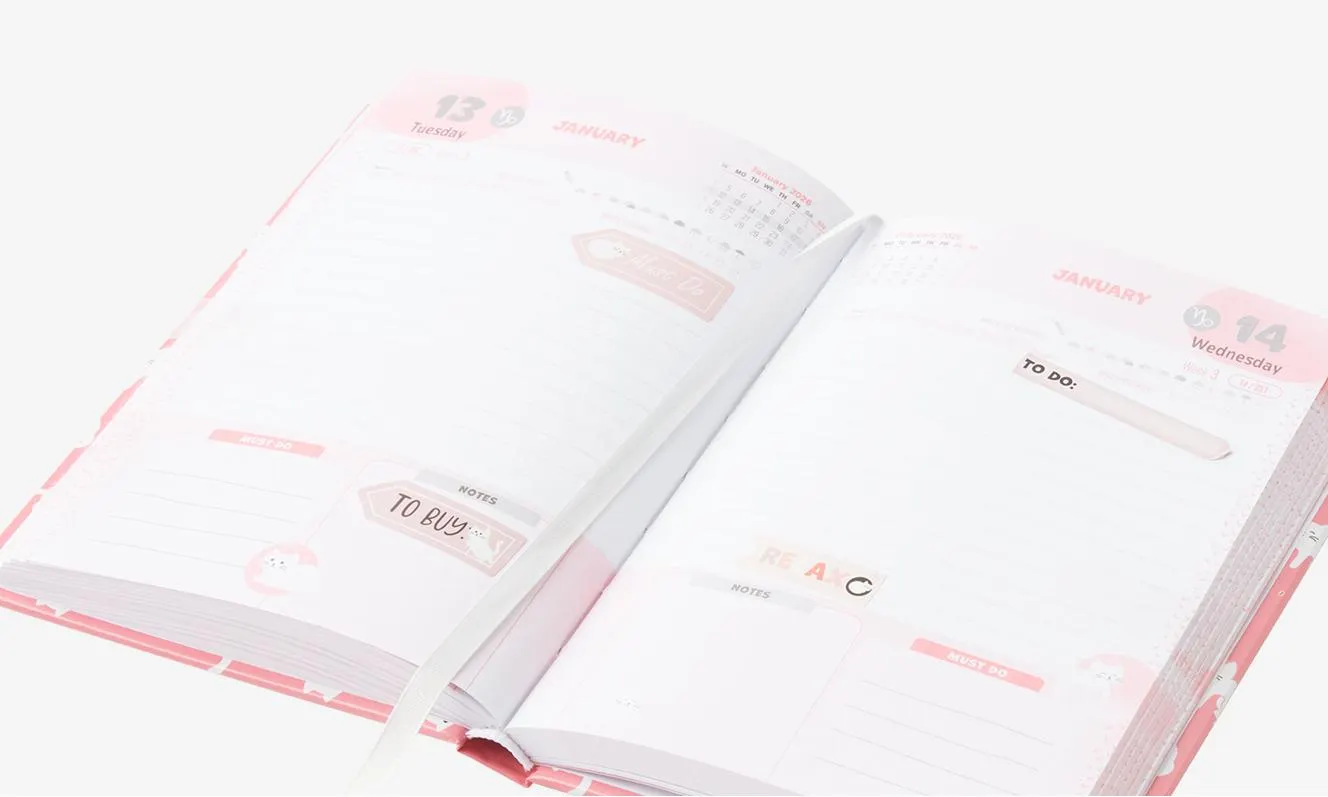 rózsaszín iskolai naptár matricákkal