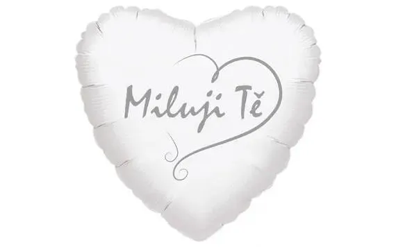 Szeretlek fólia léggömb fehér, ezüst felirattal