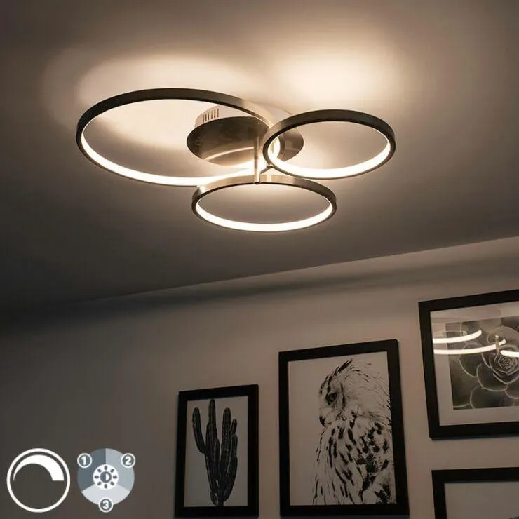 Modern acél mennyezeti lámpa LED-del és fényerőszabályzóval - Rondas