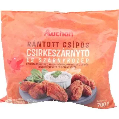 Auchan Nívó Deep-fried spicy chicken wings and wing center quick-frozen 700 g