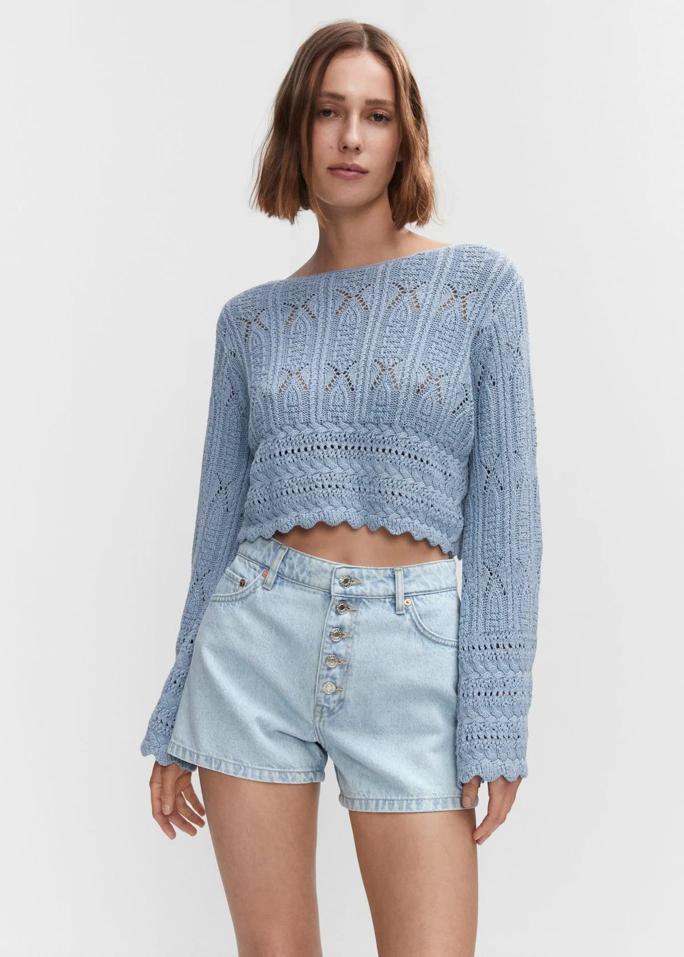 Short denim bottoni