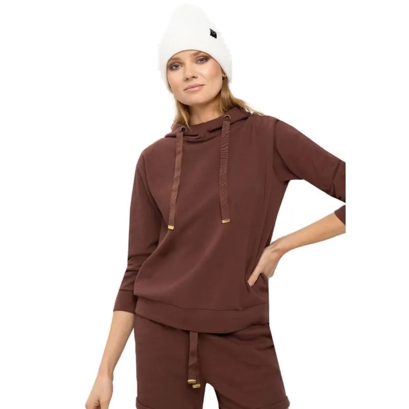 Női kapucnis pulóver VOLCANO-B-CARLA-507-BROWN DARK