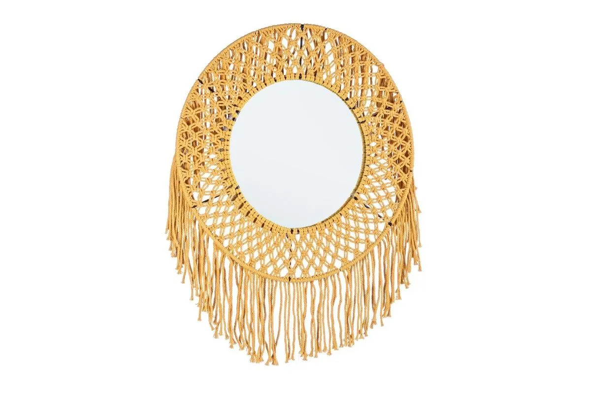 PERUVIAN sárga keretes tükör 50cm átmérő - SZÉPSÉGHIBÁS