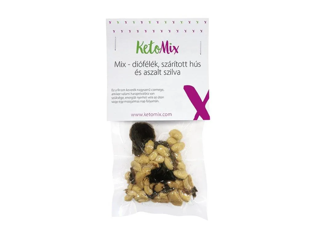 Diófélék, szárított hús és aszalt szilva keveréke