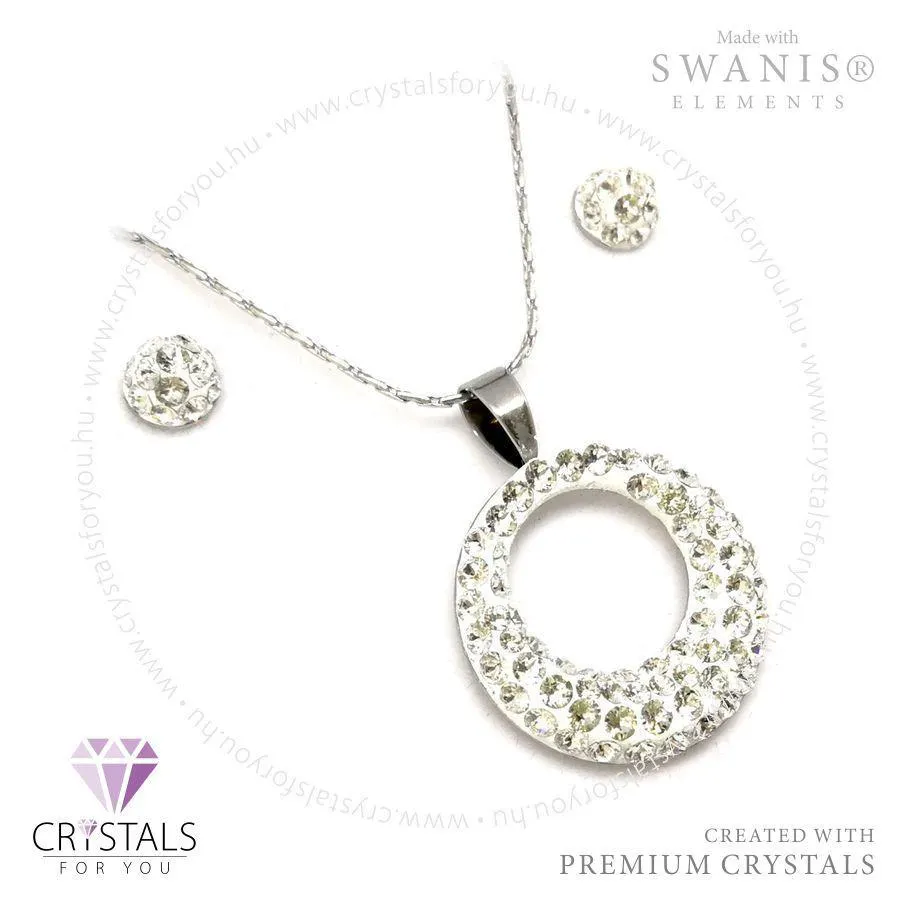 Karika szett sok apró Swanis® prémium kristállyal díszítve, sok apró köves félgömb fülbevalóval