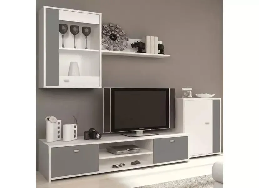 Nappali bútor, fehér/szürke, GENTA