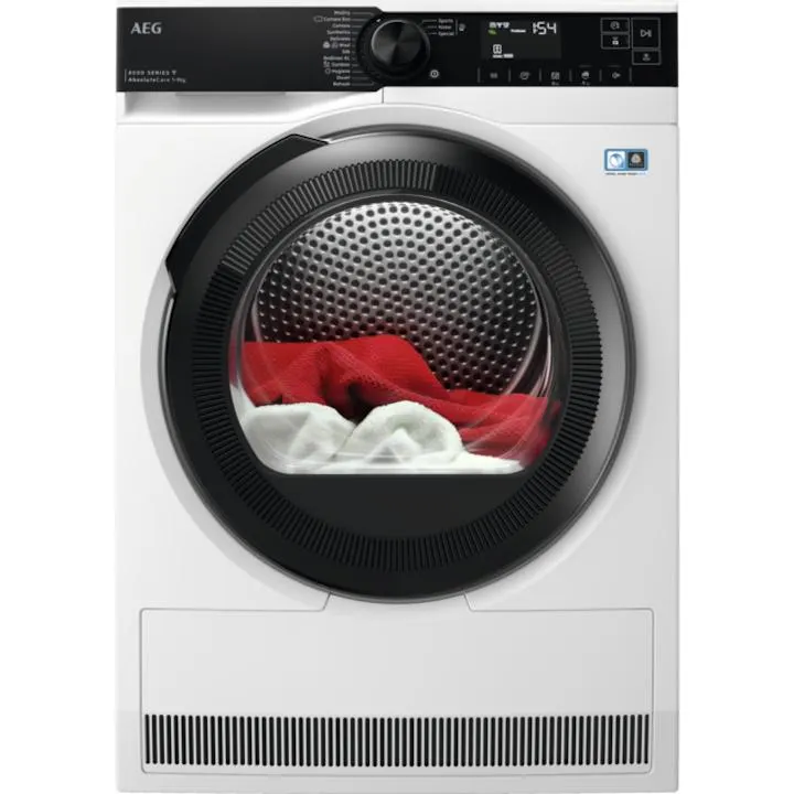 AEG TR839P4CE AbsoluteCare hőszivattyús szárítógép, D energiaosztály, 9 kg kapacitás, WiFi, LED kijelző, fehér