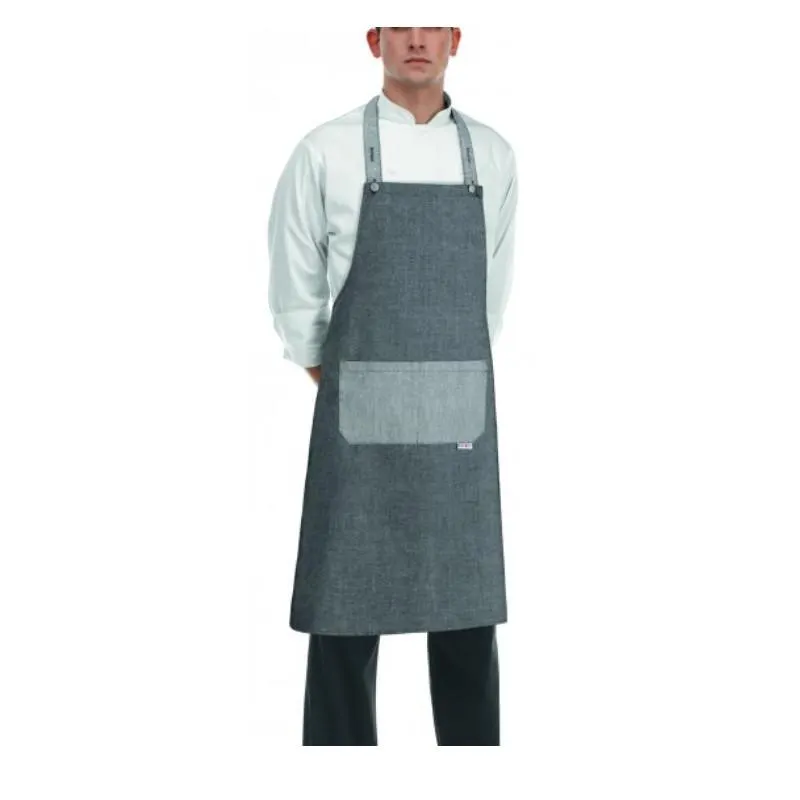 Szakács nyakkötény EGOchef ROCK zsebbel - Grey mix 70x90 cm