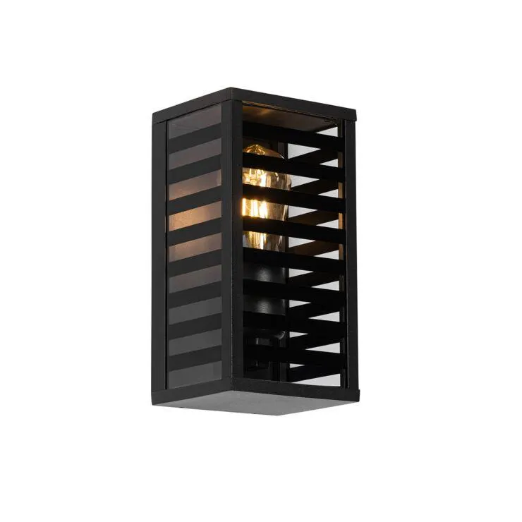 Modern kültéri fali lámpa fekete füstüveggel 26 cm IP44 - Reims