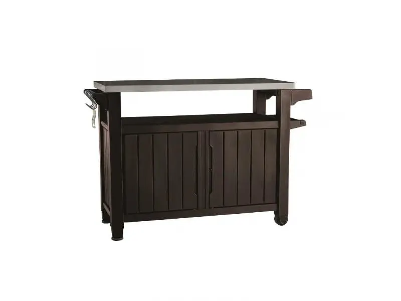 KETER UNITY XL - BBQ-asztal tárolóval (128x52x90cm, barna)