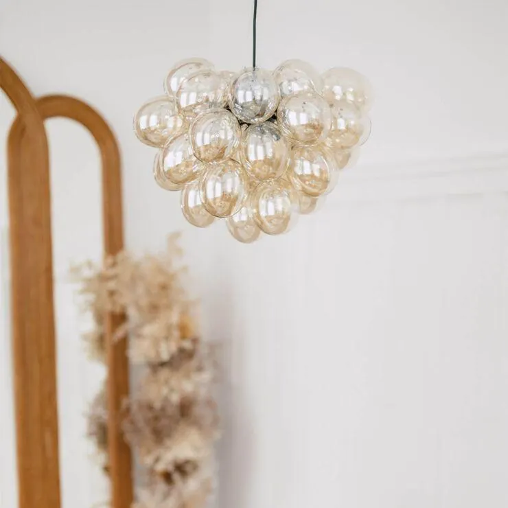 Art Deco függesztett lámpa fekete üveggel 8 lámpával - Uvas