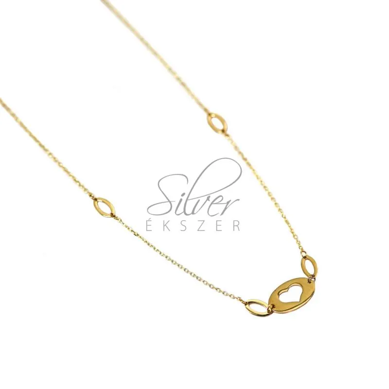 Sárga arany női nyaklánc szív betéttel