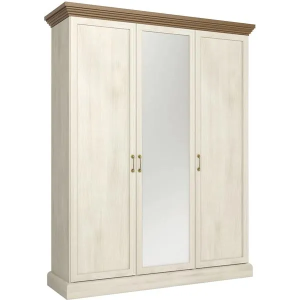 Royal gardróbszekrény 1 tükrös és 2 normál ajtóval, északi fenyő / vadtölgy