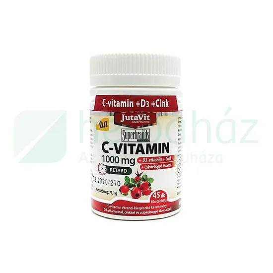 JUTAVIT C-VITAMIN 1000MG TABLETTA + D3 CSIPKEBOGYÓVAL 45DB