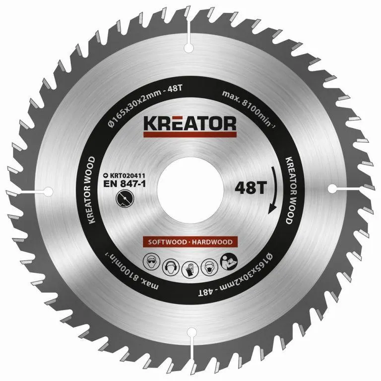 Kreator Fűrésztárcsa fa vágására 165 mm 48 T