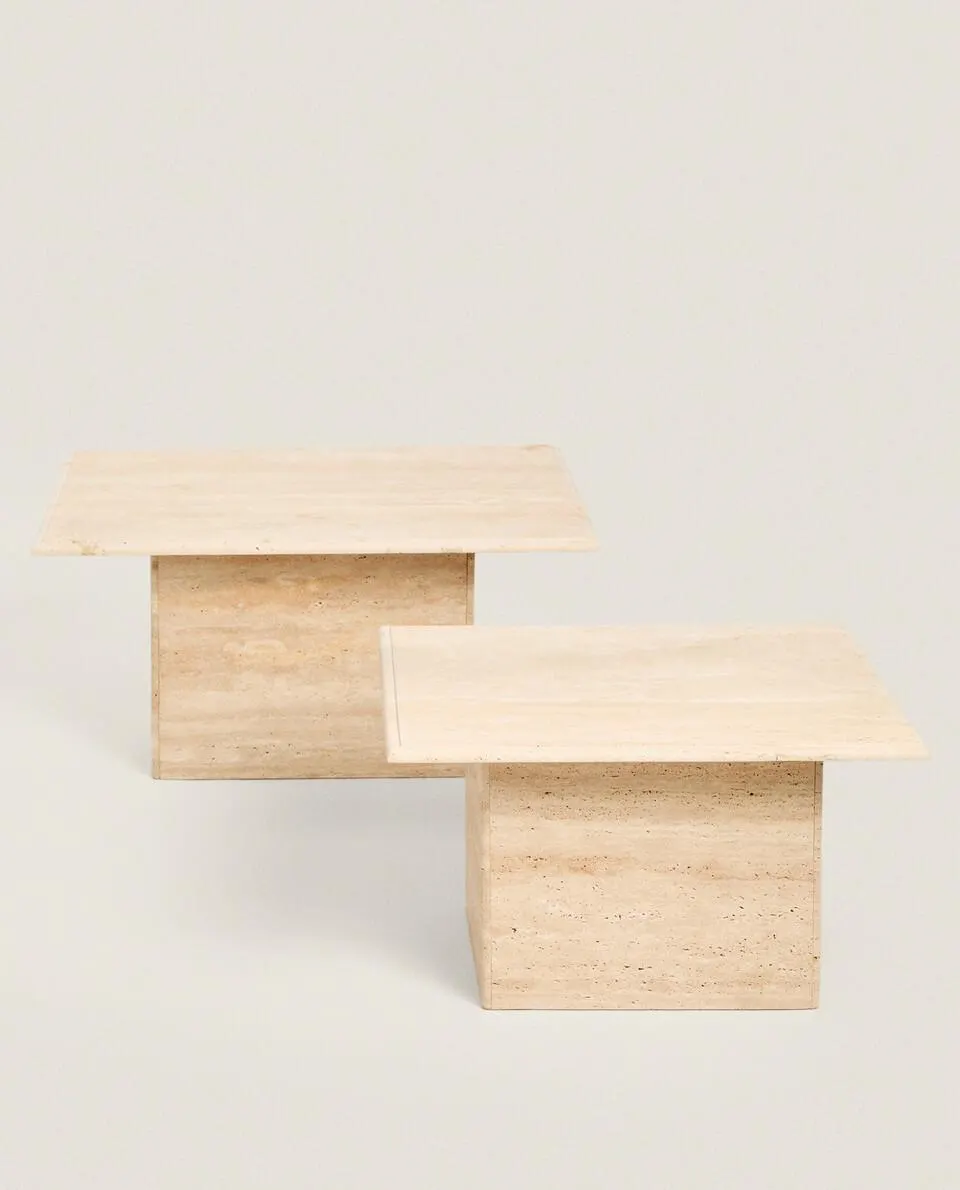 RECTANGULAR TRAVERTINE MARBLE TABLE