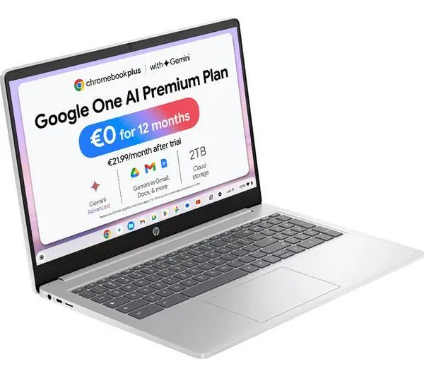HP 15a-nb0502sa 15.6" Chromebook Plus - Intel® Core™ i3, 128 GB SSD, Silver