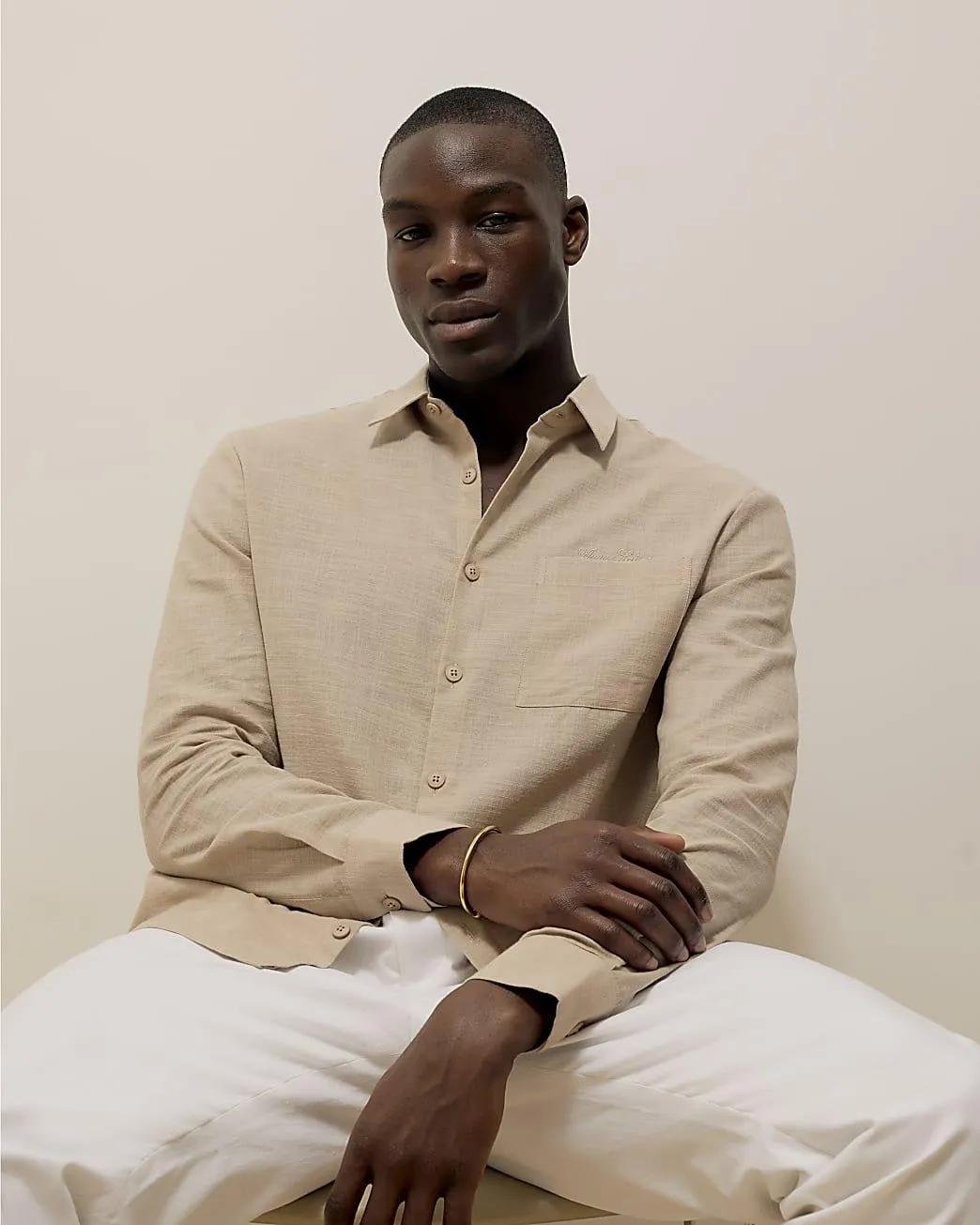 Beige Regular Fit Linen Look Shirt