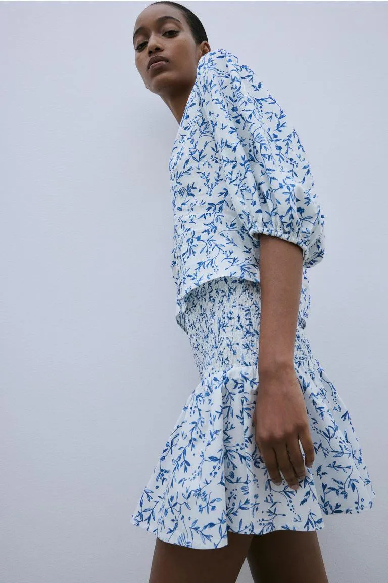 Smocked mini skirt