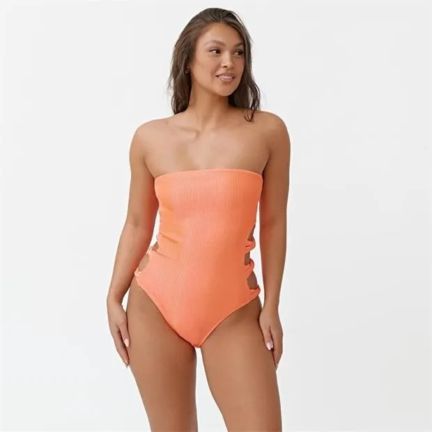 Textured Cut Out Detail Swimsuit